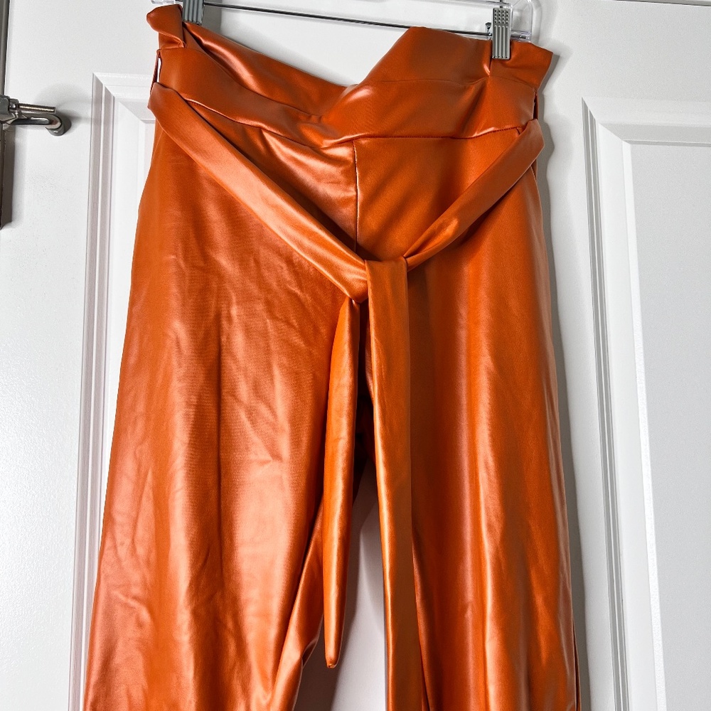 Faux leather joggers